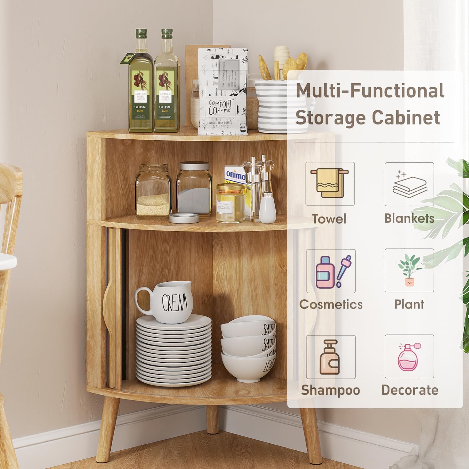 Corner Cabinet, 66.73'' Tall Modern Corner Bathroom Storage Cabinet wourant