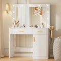 Sweetcrispy Vanity Desk with 35.4" LED Mirror and Lights, Makeup Vanity Table wourant