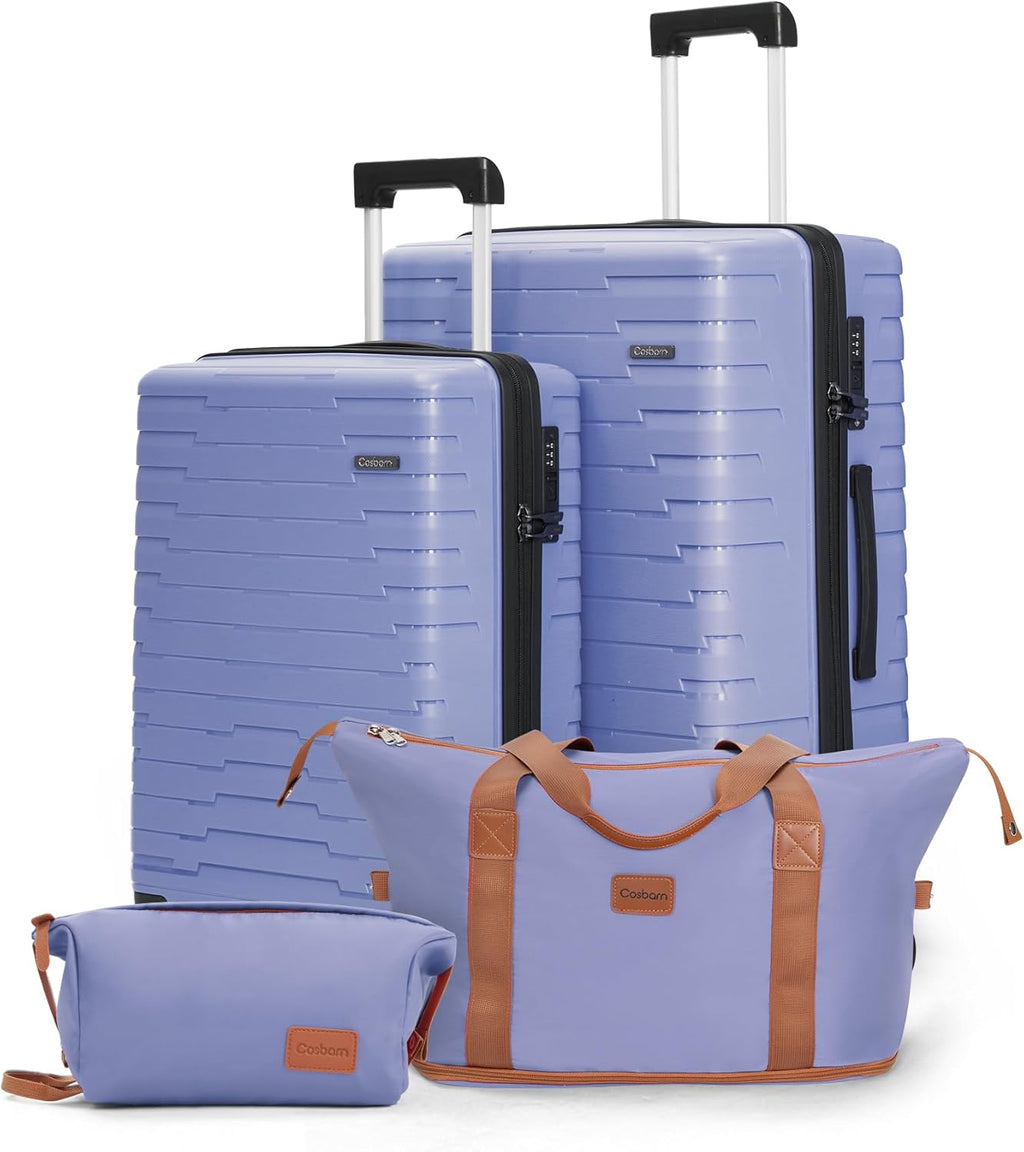 5-piece luggage set with wheels, ABS hardshell suitcase with spinner wheels wourant