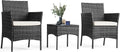 Sweetcripy Patio Furniture Set 3 Pieces, Outdoor Furniture with Soft Cushion and Glass Table, All Weather Manual Weaving Wicker Rattan Patio Chairs for Garden, Terrace, Porch(Black and Beige) wourant