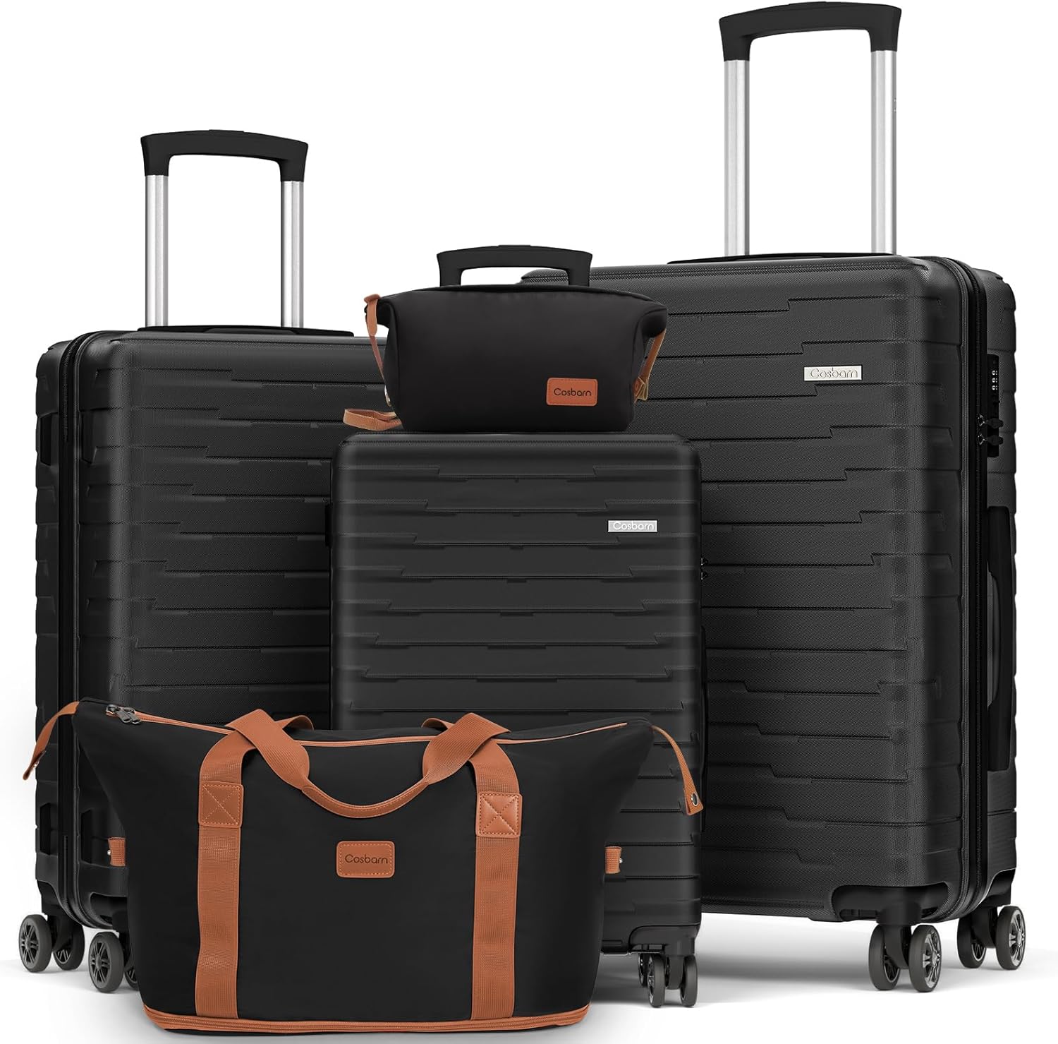 5-piece luggage set with wheels, ABS hardshell suitcase with spinner wheels wourant