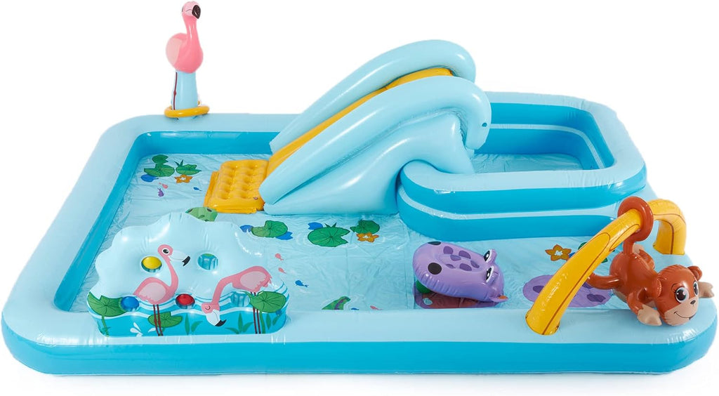 Intex 96" x 78" x 28" Inflatable Jungle Adventure Play Center Spray Kiddie Pool - Backyard Kids Water Slide, Outdoor Blow-Up Splash Pad for Toddlers wourant