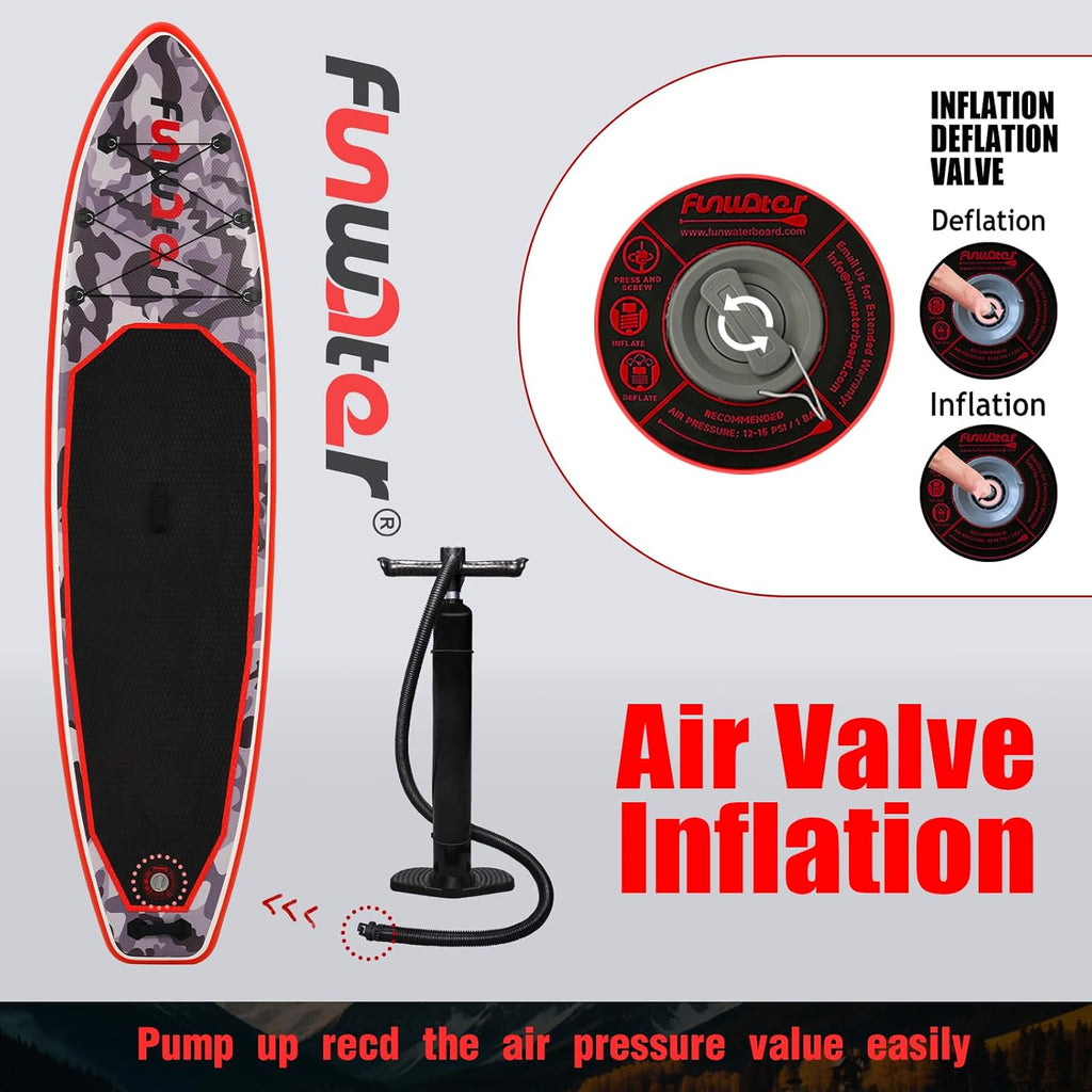 FunWater Inflatable Stand Up Paddle Board with Premium SUP Paddle Accessories, Non-Slip EVA Deck, 11'/10'6' Paddle wourant