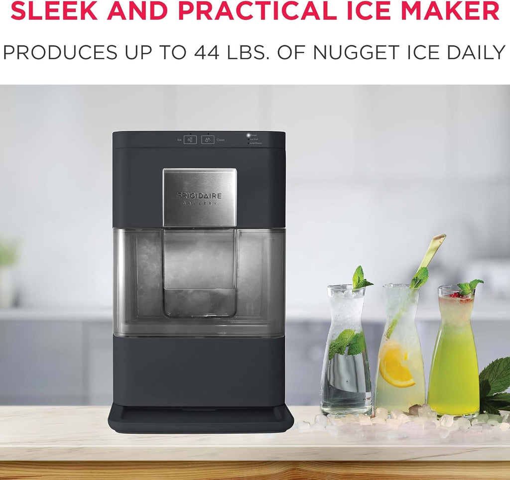 FRIGIDAIRE Gallery Countertop Crunchy Chewable Nugget Ice Maker, 44lbs per Day, Auto Self Cleaning, 2.0 Gen, Black woonhhop