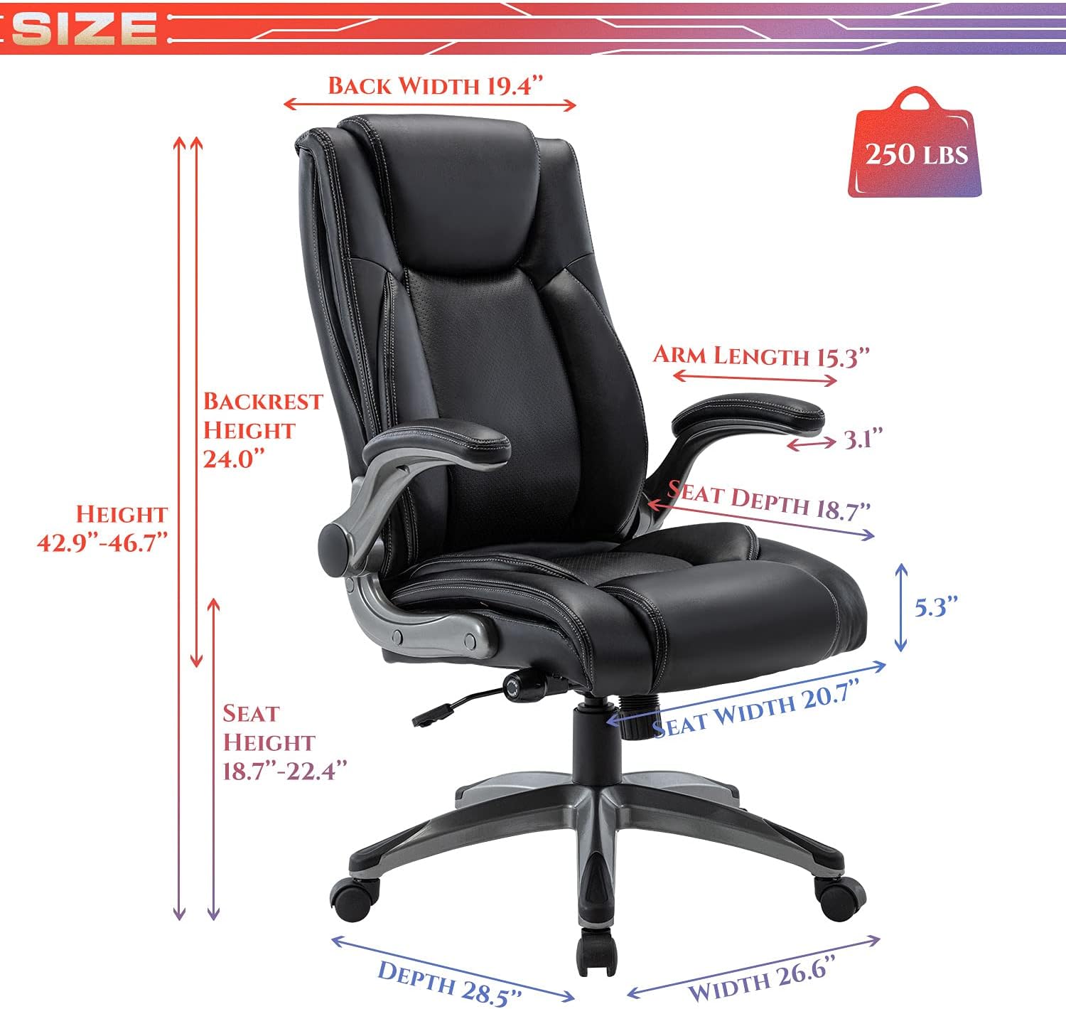 Executive Office Chair Computer Desk Chair Swivel Home Office Chair Upgraded Casters wourant