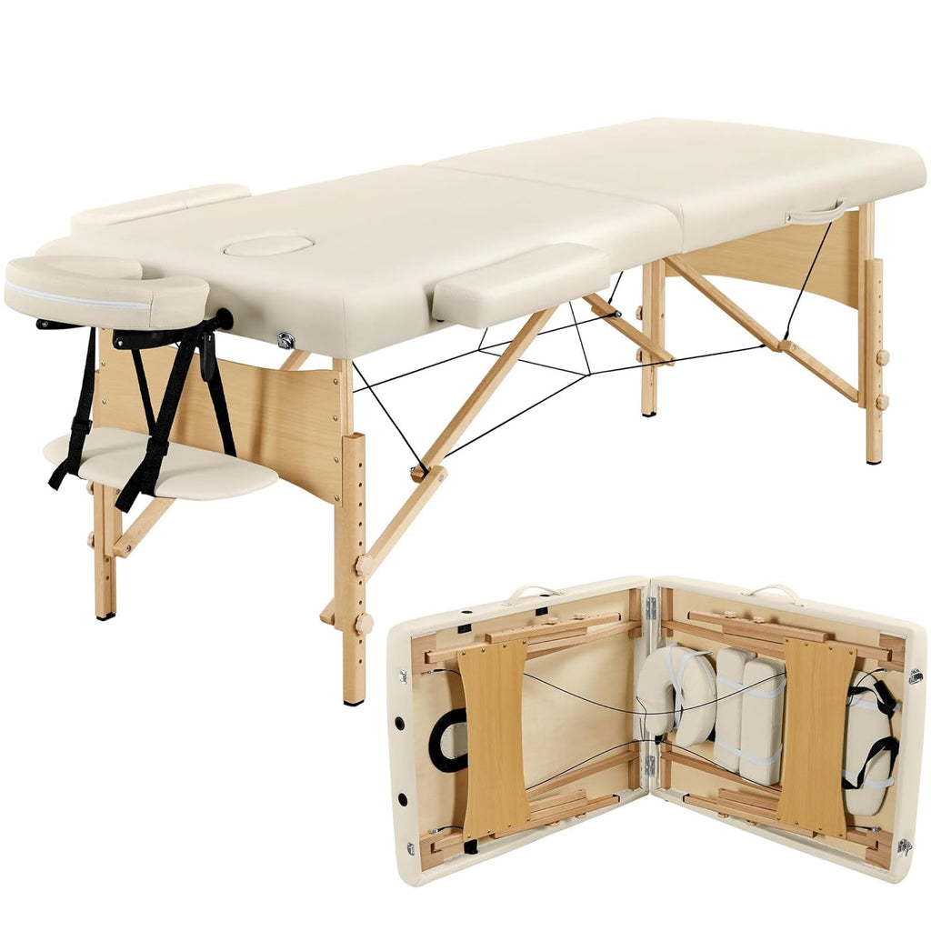 Yaheetech Massage Table Portable Lash Beds Spa Bed Massage Couch Foldable Spa Tables Adjustable 2 Fold with Non-Woven Bag 24 inch, Black wourant