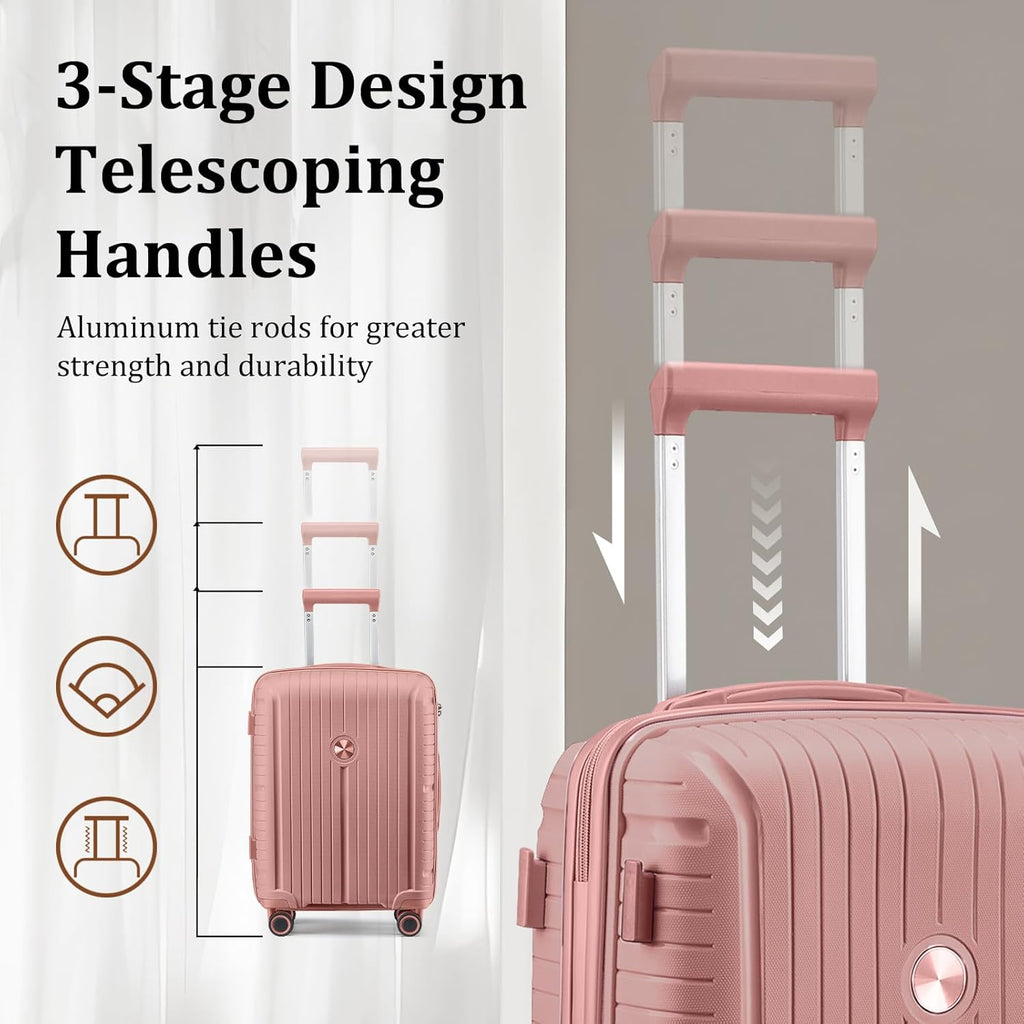 5-piece PP hardshell lightweight travel carry-on luggage set with dual spinner wheels and TSA lock wourant