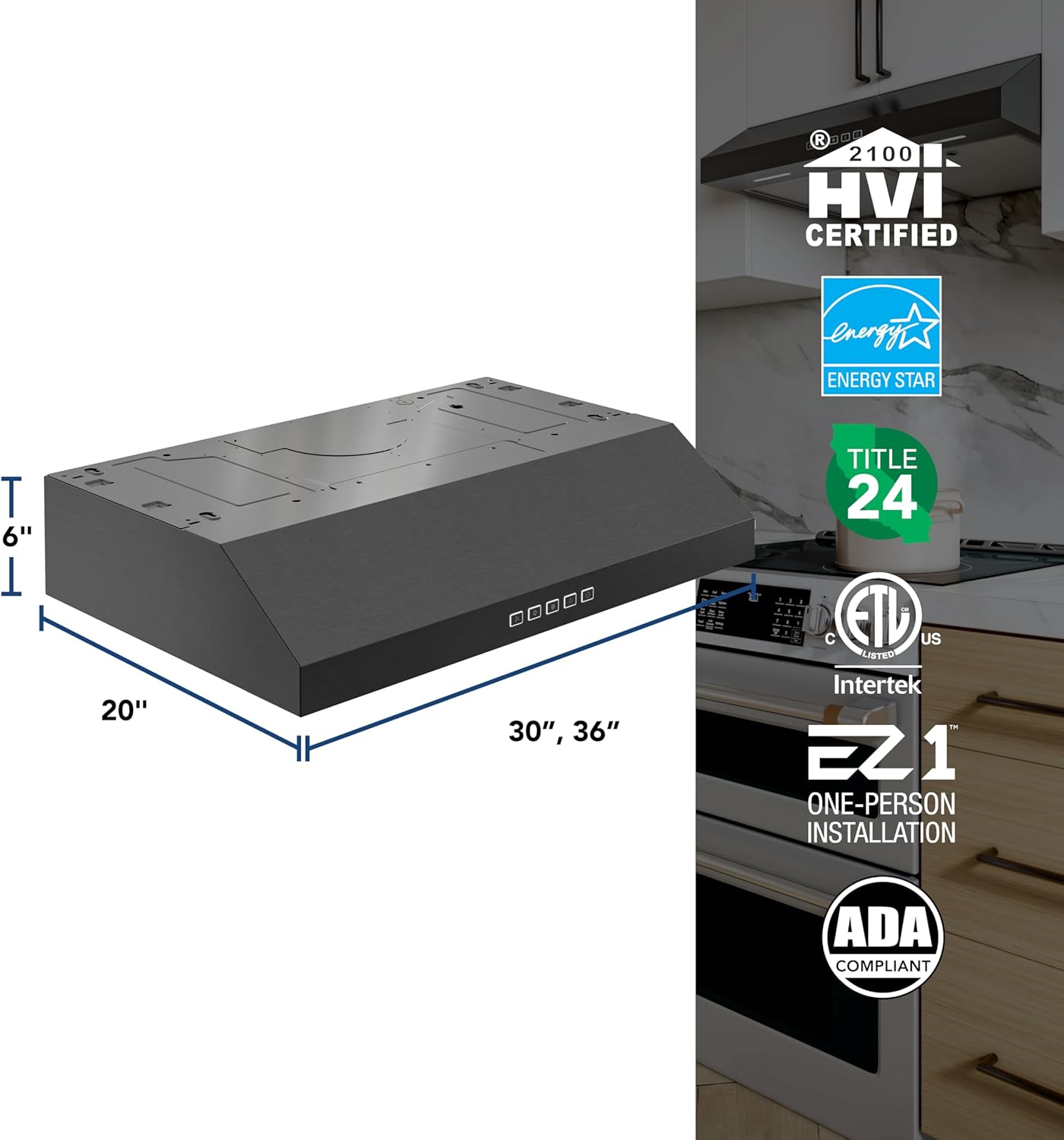 Broan-NuTone Three-Speed Glacier Undercabinet Range Hood with LED Light, ADA Compliant wourant