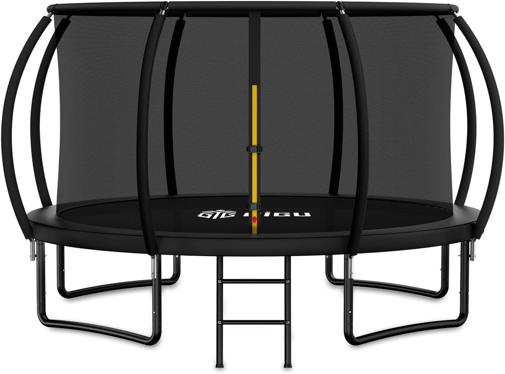 Gigu 10FT 12FT 14FT Recreational Trampolines with Enclosure Net and Ladder and Anti-Rust Coating, ASTM Approved Trampoline Outdoor for Kids and Adults Outdoor Yard Trampolines wourant