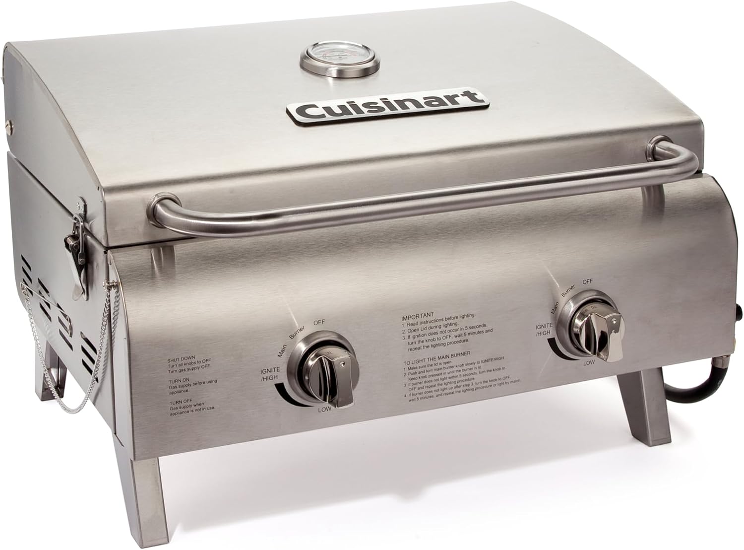 Cuisinart Chef Style Tabletop Portable Propane Grill 2 Burner Outdoor Gas Grill wourant