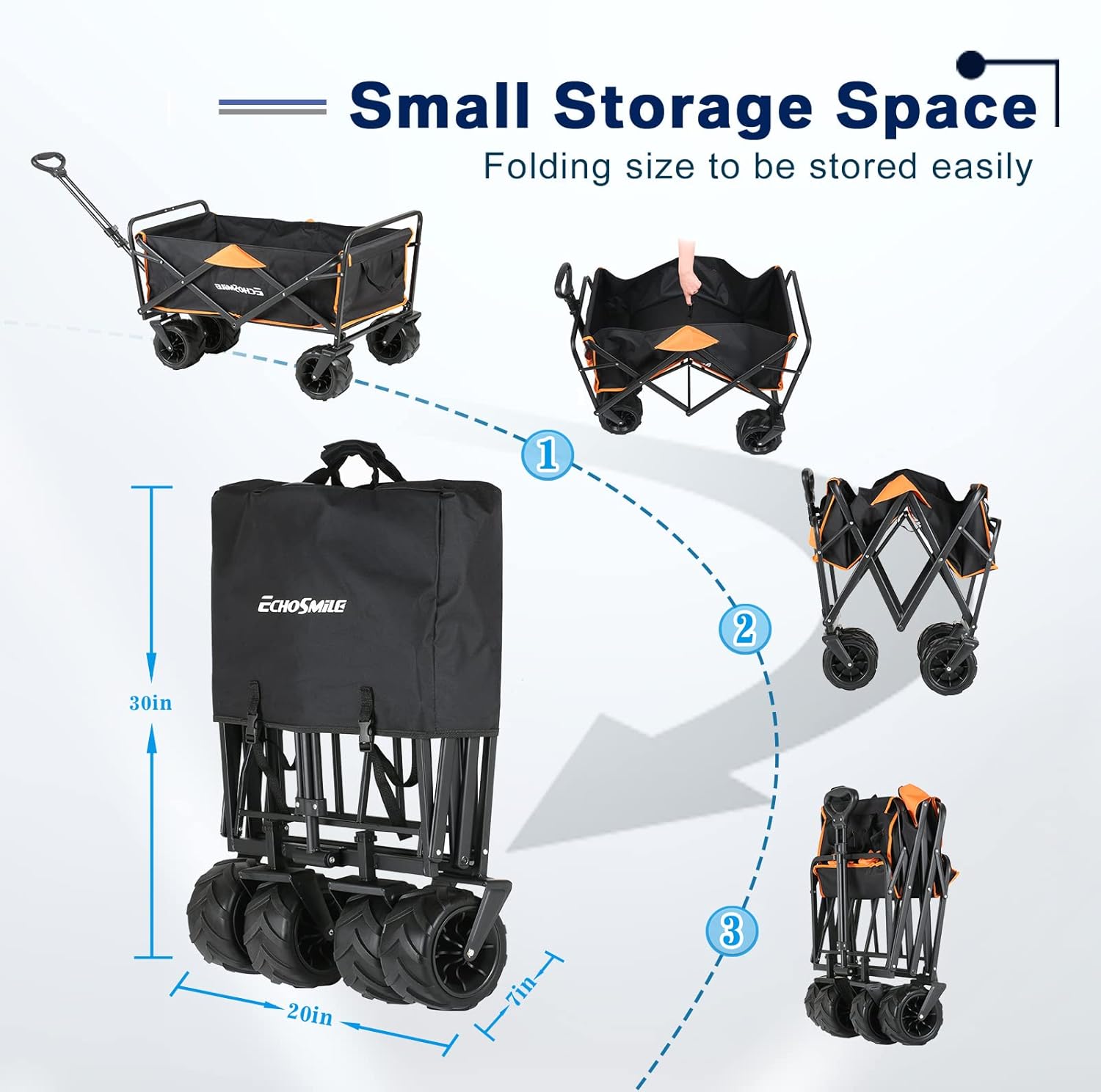 Heavy Duty 350 lb Capacity Foldable Caravan, Outdoor Folding Camping Caravan, Portable Grocery Cart, Adjustable Rolling Cart wourant