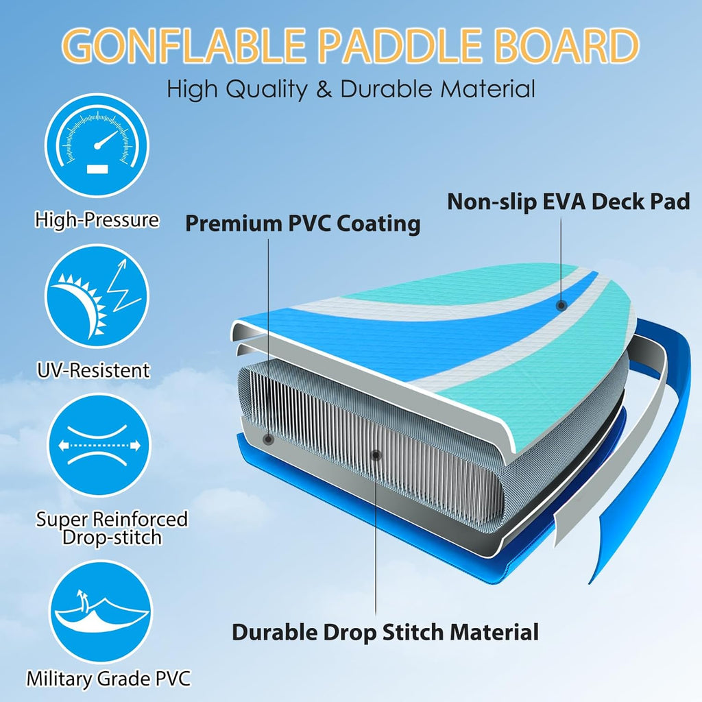 Inflatable Stand Up Paddle Board for Adult All Skill Levels- 10'4" Ultra-Light SUP Paddleboard