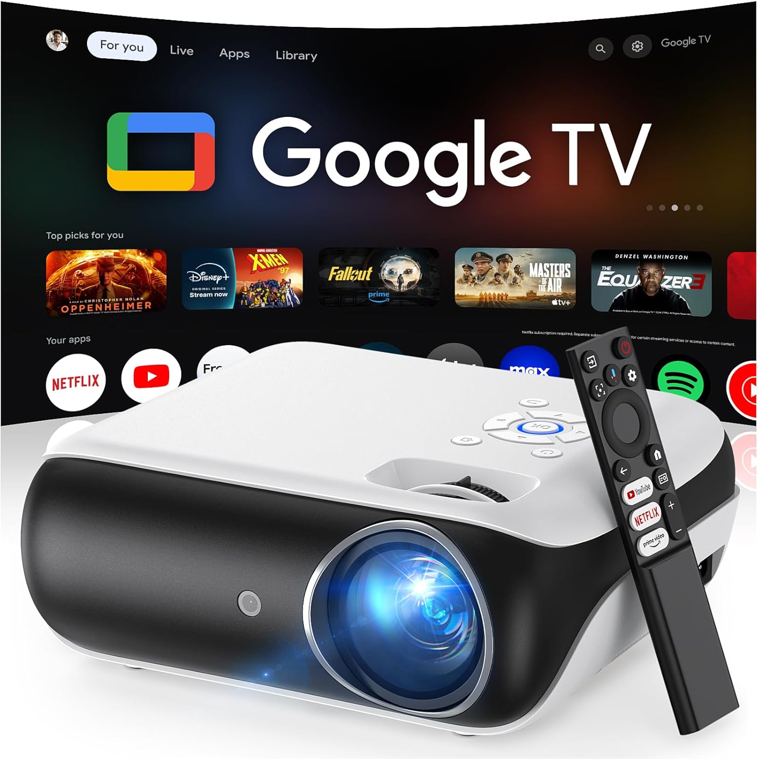 HAPPRUN Native 1080P Bluetooth Mini Projector, Full HD Portable Outdoor Movie Projector wourant