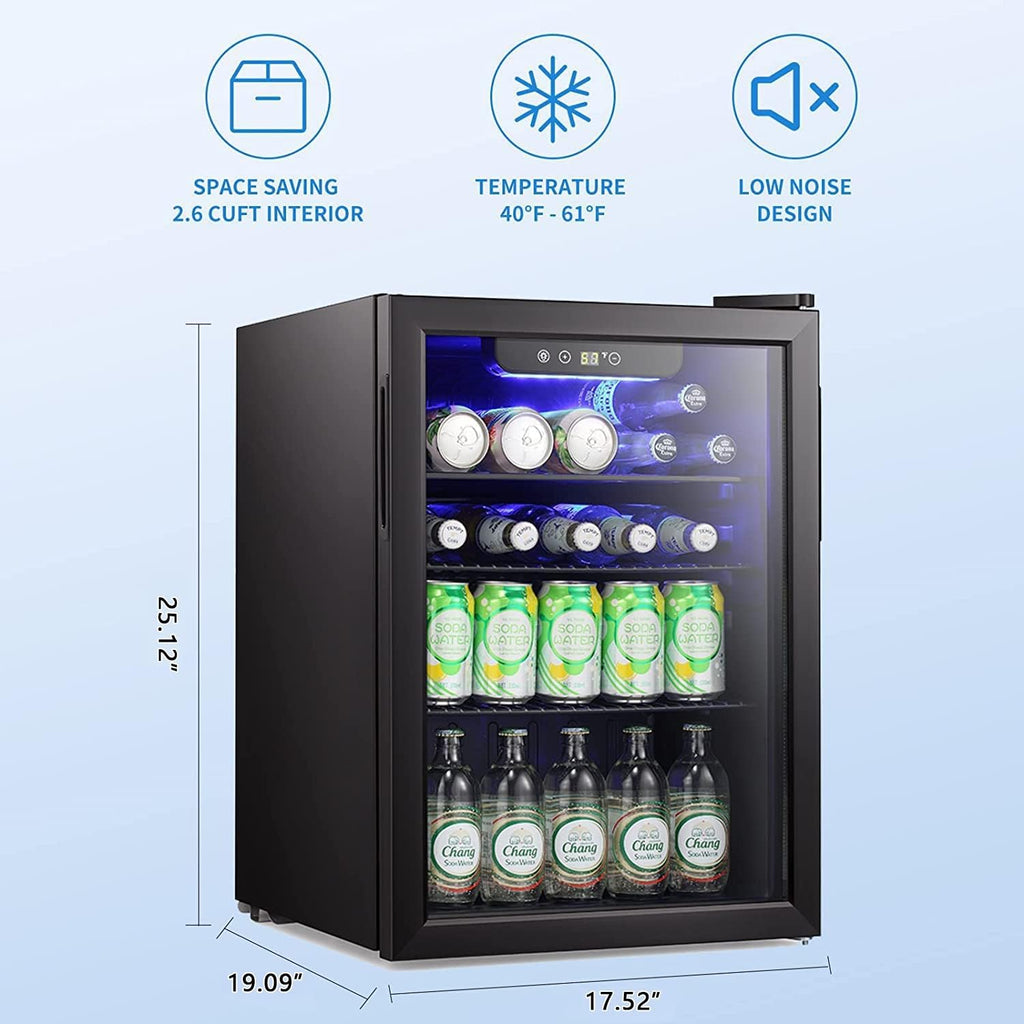 Antarctic Star Beverage Refrigerator Cooler 68 Can, Mini Fridge with Glass Door for Beer Drinks Wine,Freestanding Small Fridge with Electronic Temperature Control for Home and Bar,1.7 cu.ft wourant
