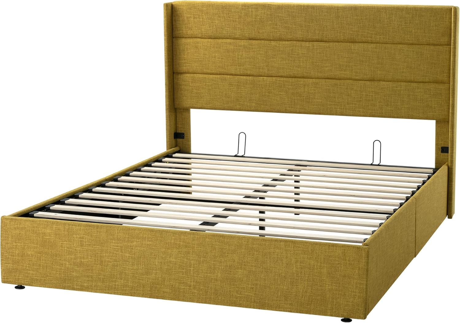Allewie Queen Size Lift Up Storage Bed Modern Wingback Headboard Hydraulic Support wourant