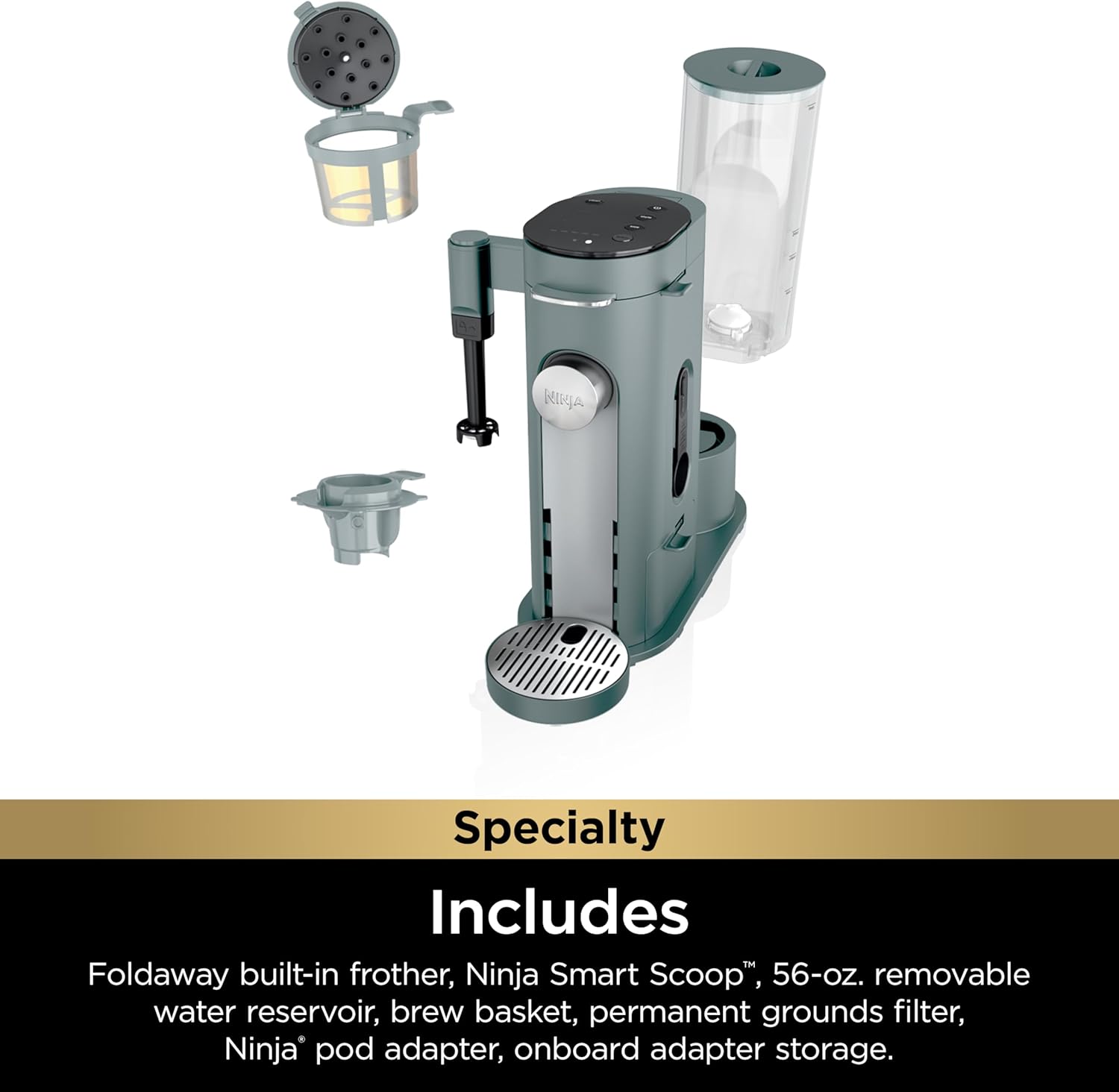 Ninja Pod & Grounds Single-Serve Coffee Maker 56-oz. Reservoir Stone PB051ST wourant