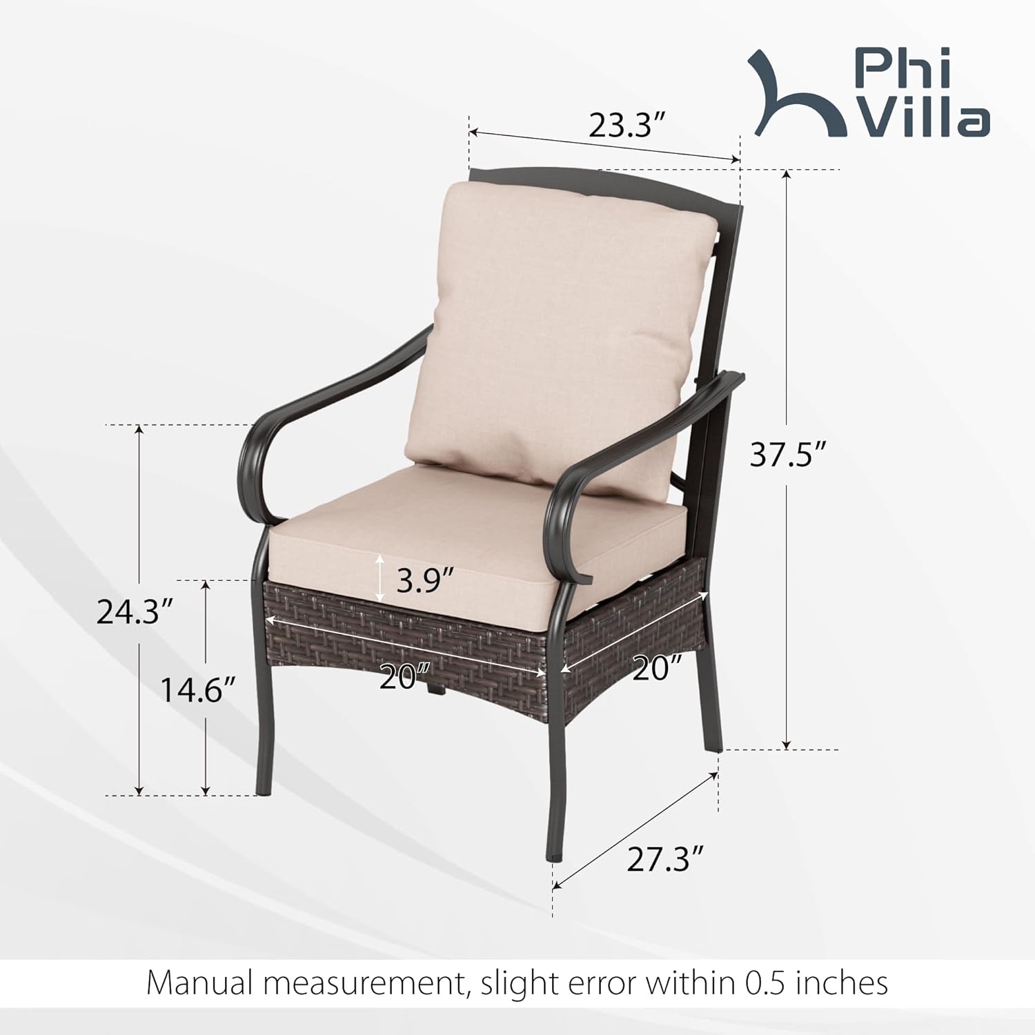 PHI VILLA 6-Piece Outdoor Dining Sets, All-Weather Patio Table and Chairs Set with Umbrella for 4, Heavy Duty Patio Round Table Set for Deck, 4 Extra Large Outdoor Swivel Chairs with Thick Cushions wourant