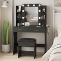 Vabches Vanity Desk with Lights,Makeup Vanity with Power Strip,Dressing Table Set wourant
