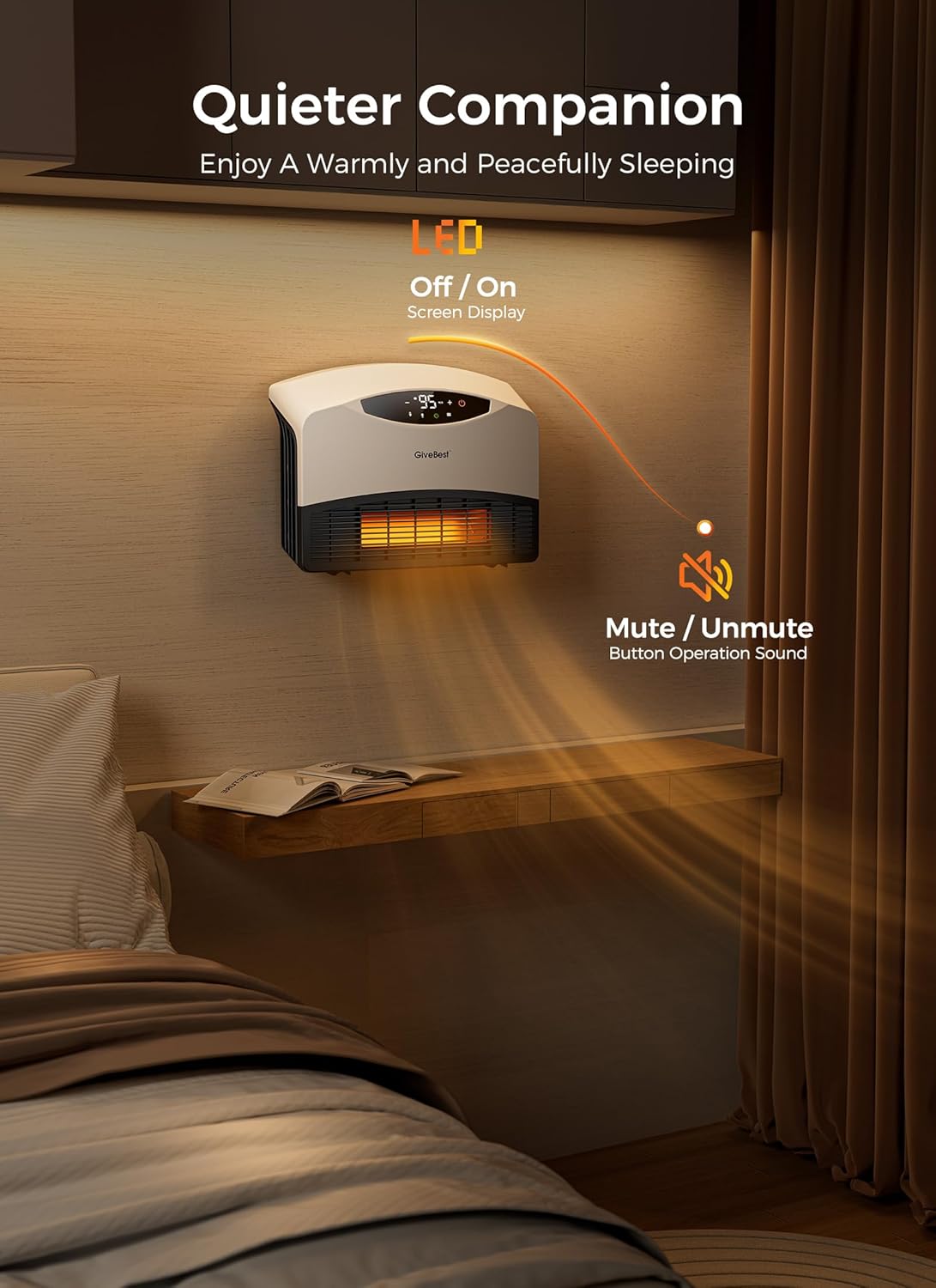 Wall mounted electric heater with WiFi and remote control, floor standing heater 1500W fast coverage for large rooms wourant