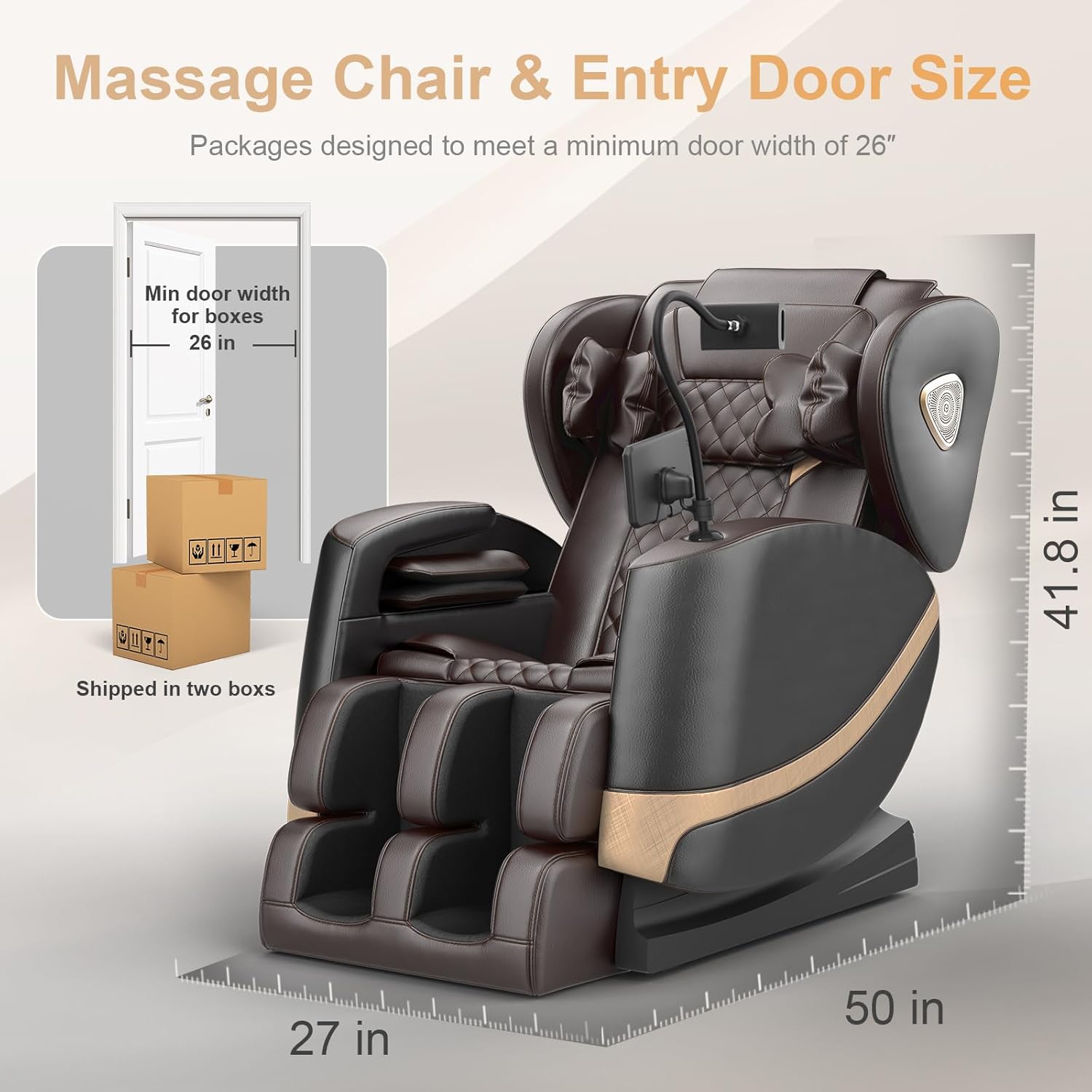 2025 Massage Chair Full Body, Zero Gravity Massage Chair with 10 Fix Rollers, Heating, Foot Massage, Auto Modes, Bluetooth Speaker, Touch Screen Controller (Black & Brown) wourant