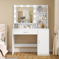 Quimoo Vanity Desk with Mirror & Lights, Makeup Vanity with 5 Drawers & Storage Shelves wourant
