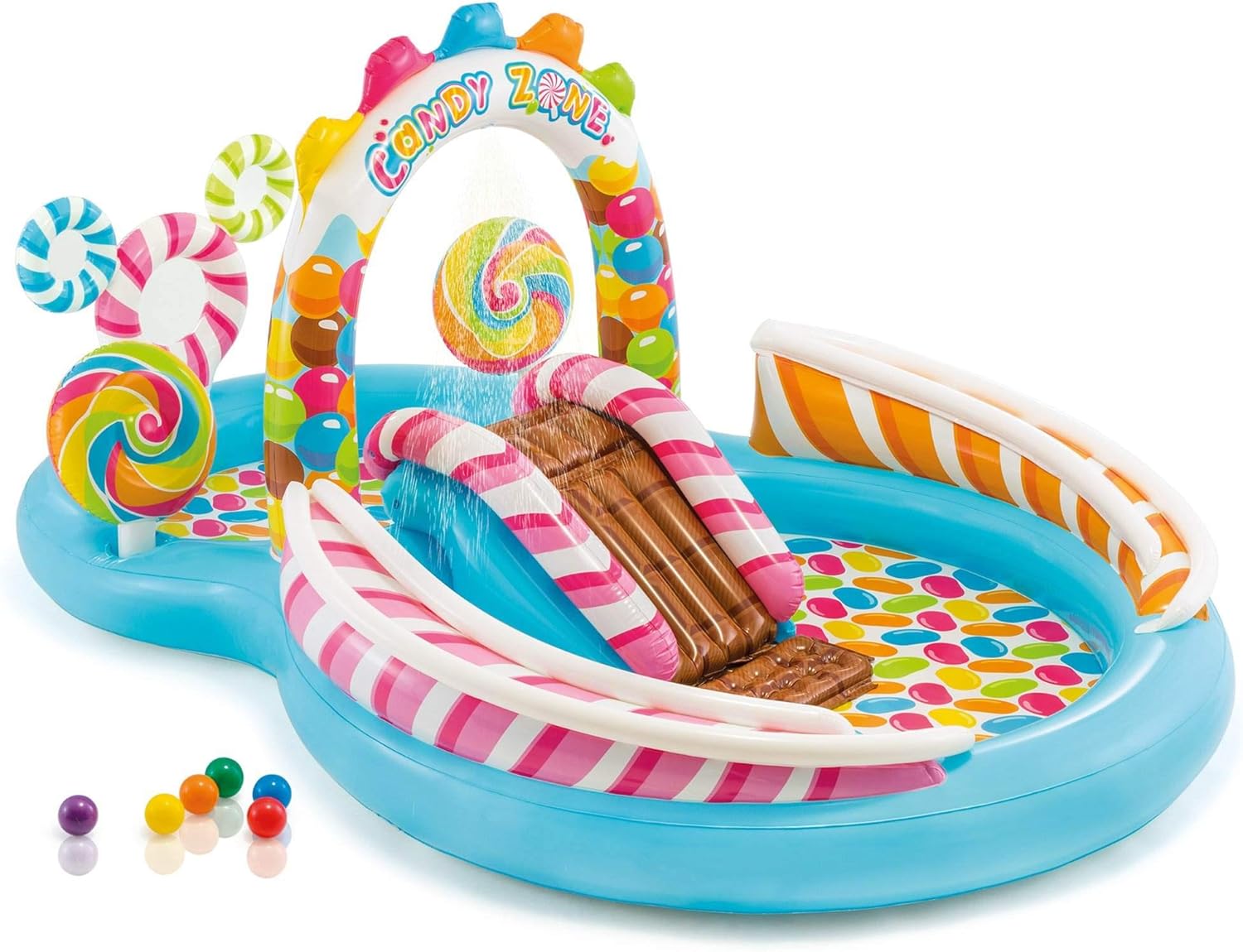Intex 96" x 78" x 28" Inflatable Jungle Adventure Play Center Spray Kiddie Pool - Backyard Kids Water Slide, Outdoor Blow-Up Splash Pad for Toddlers wourant