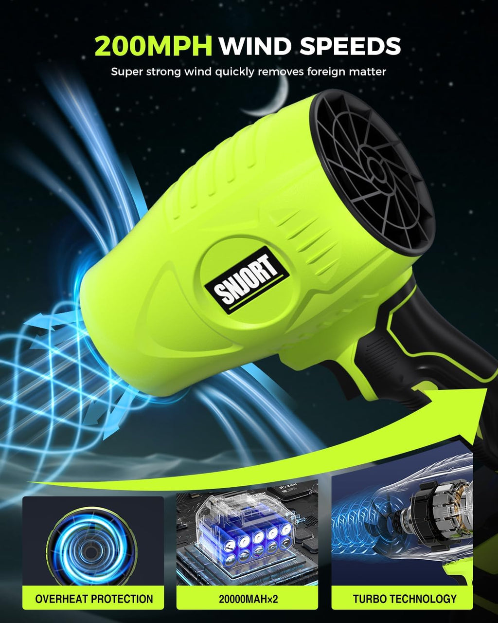 Leaf Blower Cordless with Battery and Charger, 500,000 RPM, Extended Nozzle, Lightweight Handheld Design, Turbo Jet Blower for Patio Cleaning wourant