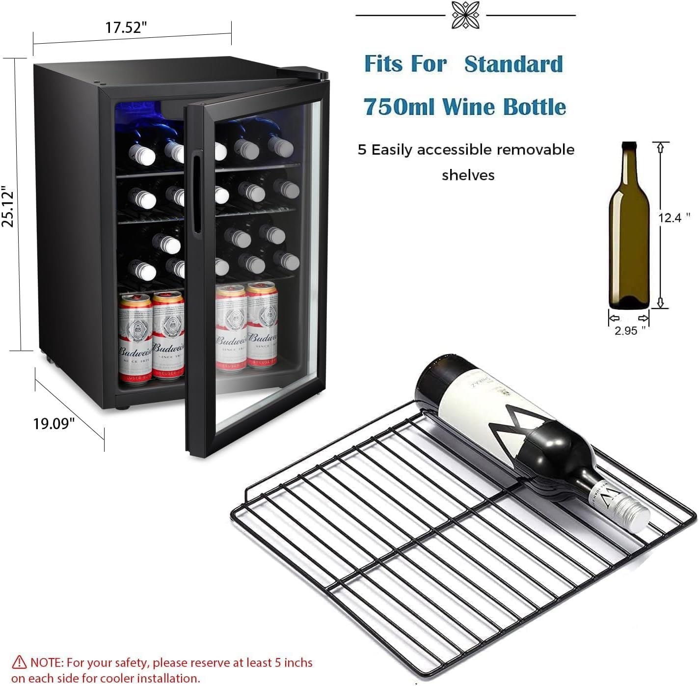 Antarctic Star 26 Bottle 130 Can Wine Cooler Cabinet Beverage Refrigerator Mini Wine Cellar wourant