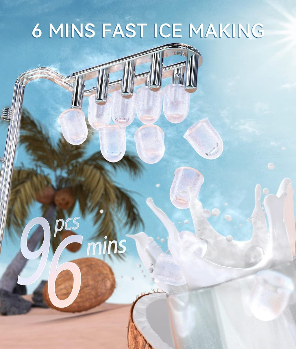 ecozy Portable Ice Maker Countertop, 9 Cubes Ready in 6 Mins, 26 lbs in 24 Hours, Self-Cleaning Machine wourant