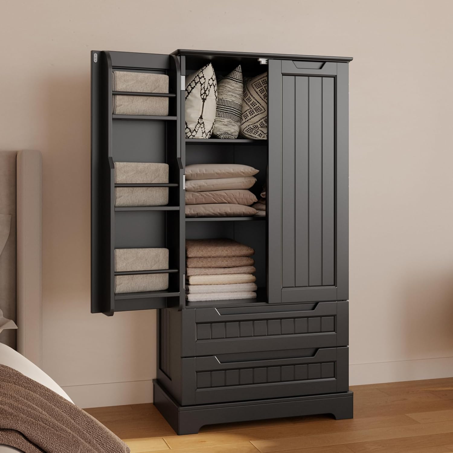 Gizoon Kitchen Pantry Cabinet with Drawers Freestanding Bathroom Storage Cabinet with Doors and Shelves, 47 Inch Small Pantry Cabinet wourant