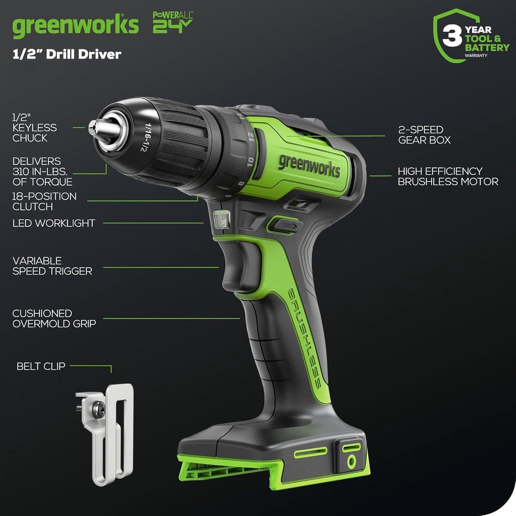 24V Brushless Cordless Drill and Impact Driver,Power Tool Combo Kit Included 1/2”Drill & 1/4”Hex Impact Driver and (2) Batteries, Fast Charger, 2 pcs Drill Bit Set & Bag wourant