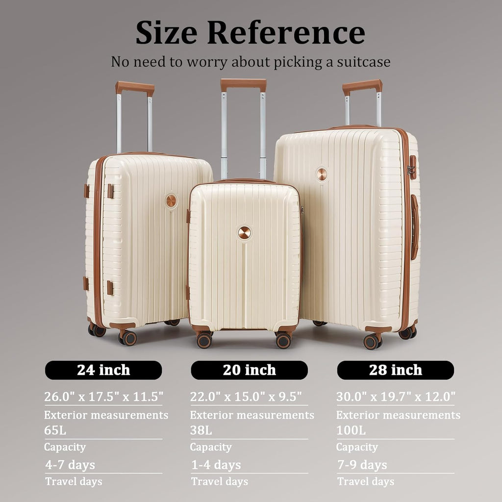 5-piece PP hardshell lightweight travel carry-on luggage set with dual spinner wheels and TSA lock wourant