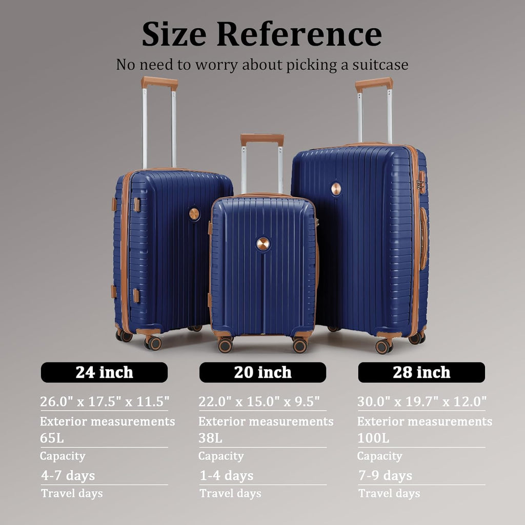 5-piece PP hardshell lightweight travel carry-on luggage set with dual spinner wheels and TSA lock wourant