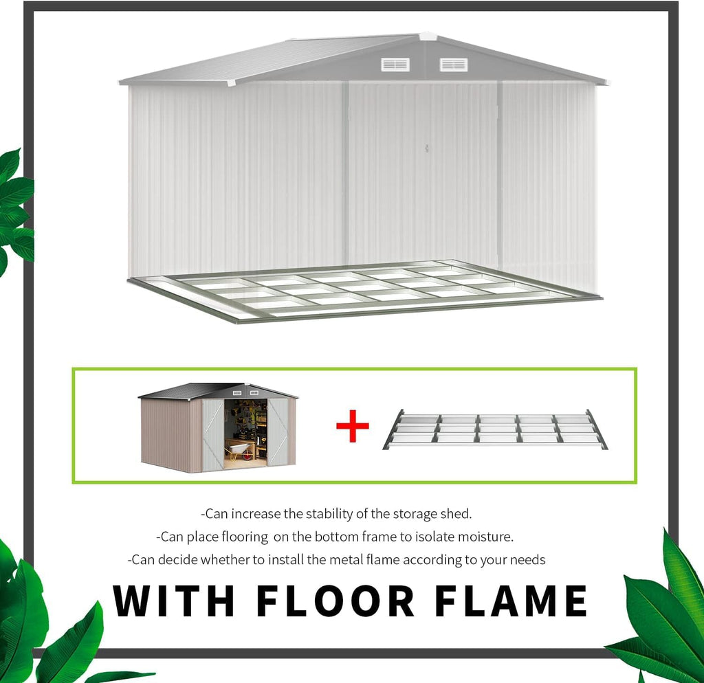 Aoxun 6.2x4 FT Shed Outdoor Storage Shed Metal Garden Shed Slooping Roof Tool Shed Bike Shed wourant