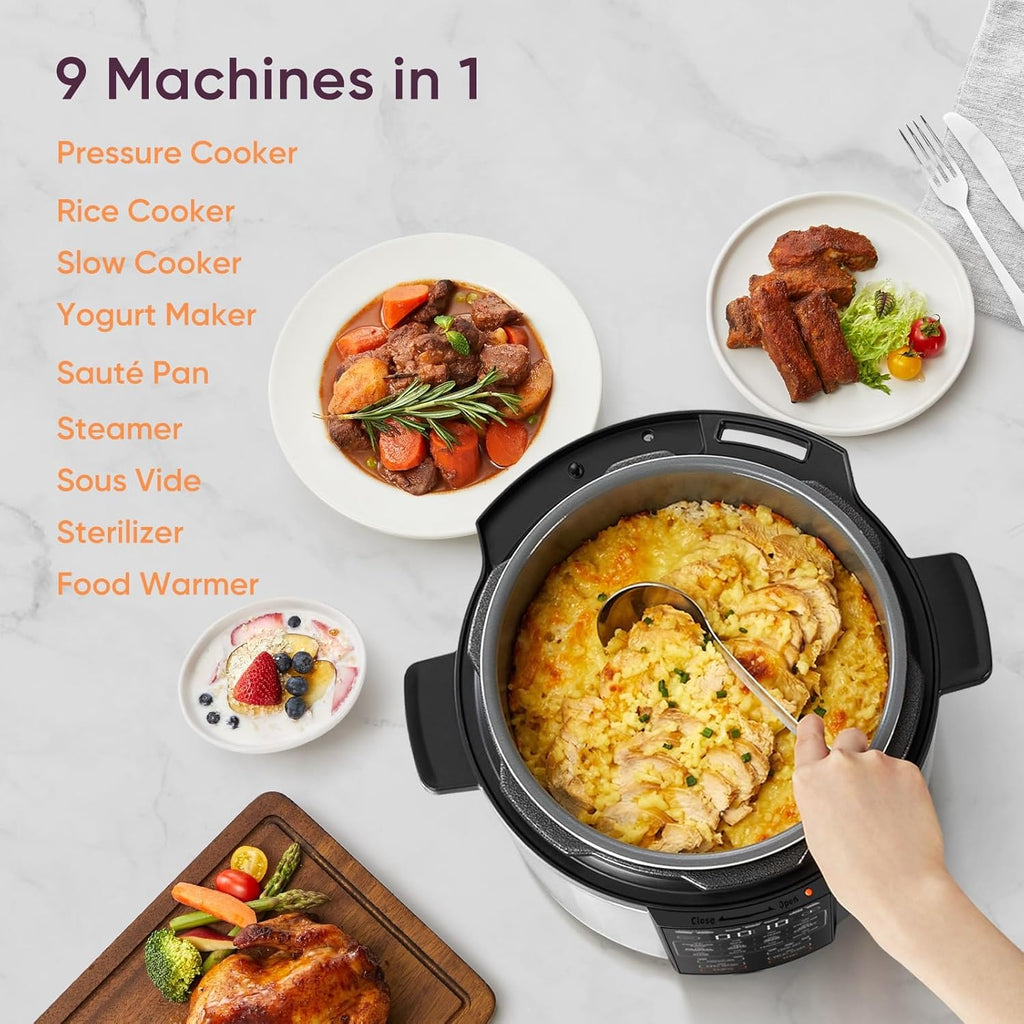 COSORI 6-Quart Stainless Steel Pressure Cooker Multi-Function Cooker with Ceramic Inner Pot for Rice, Slow Cooking, Sous Vide, and Stir-frying wourant