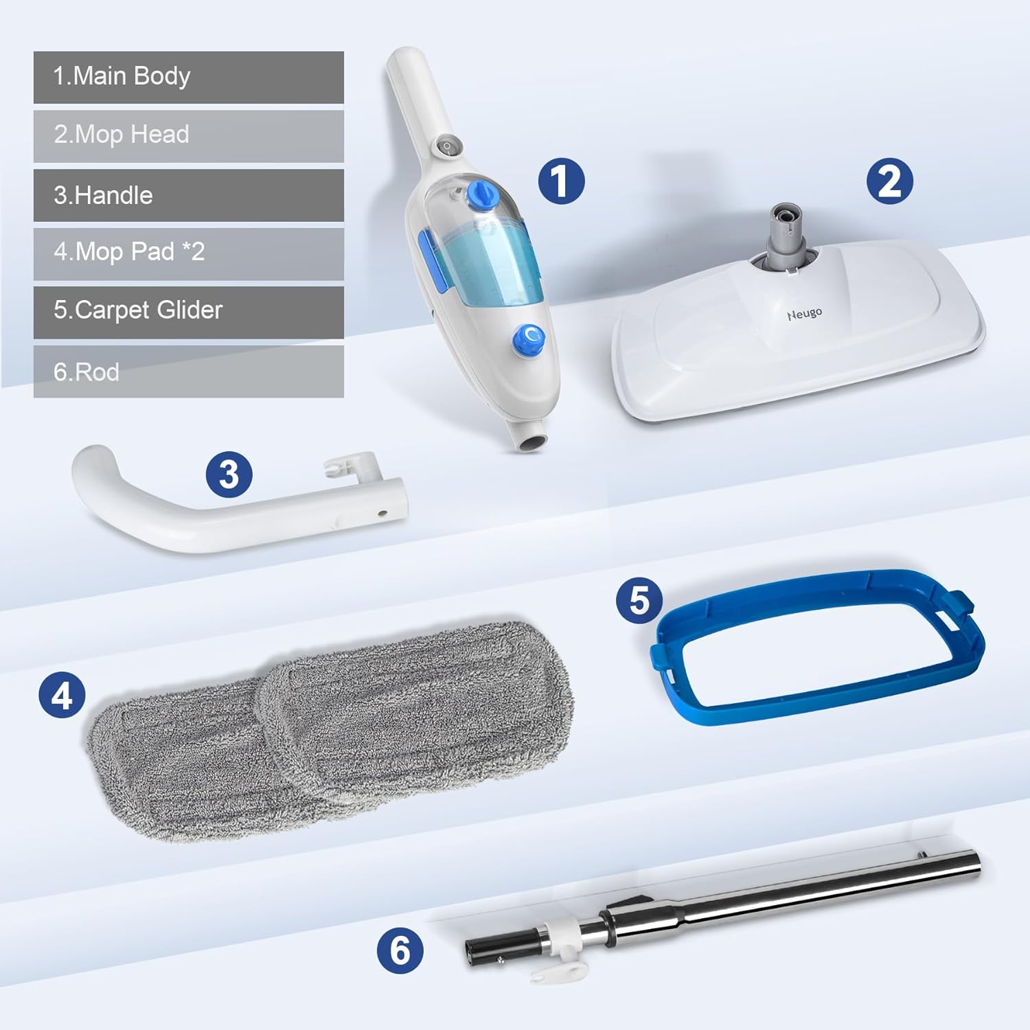 Steam Mop for Hardwood Floor Cleaning, Floor Steamer Cleaner Lightweight for Vinyl, Laminate, Carpet, Tile Hard Floors w/Adjustable Steam Modes & Height, 23ft Cord, 2 Washable Pad wourant