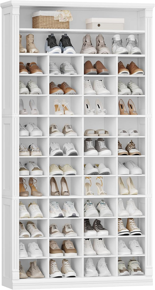 13 Tiers Shoe Storage Cabinet, Tall Shoe Cabinet with Cubby, Wooden Shoes Organizer wourant