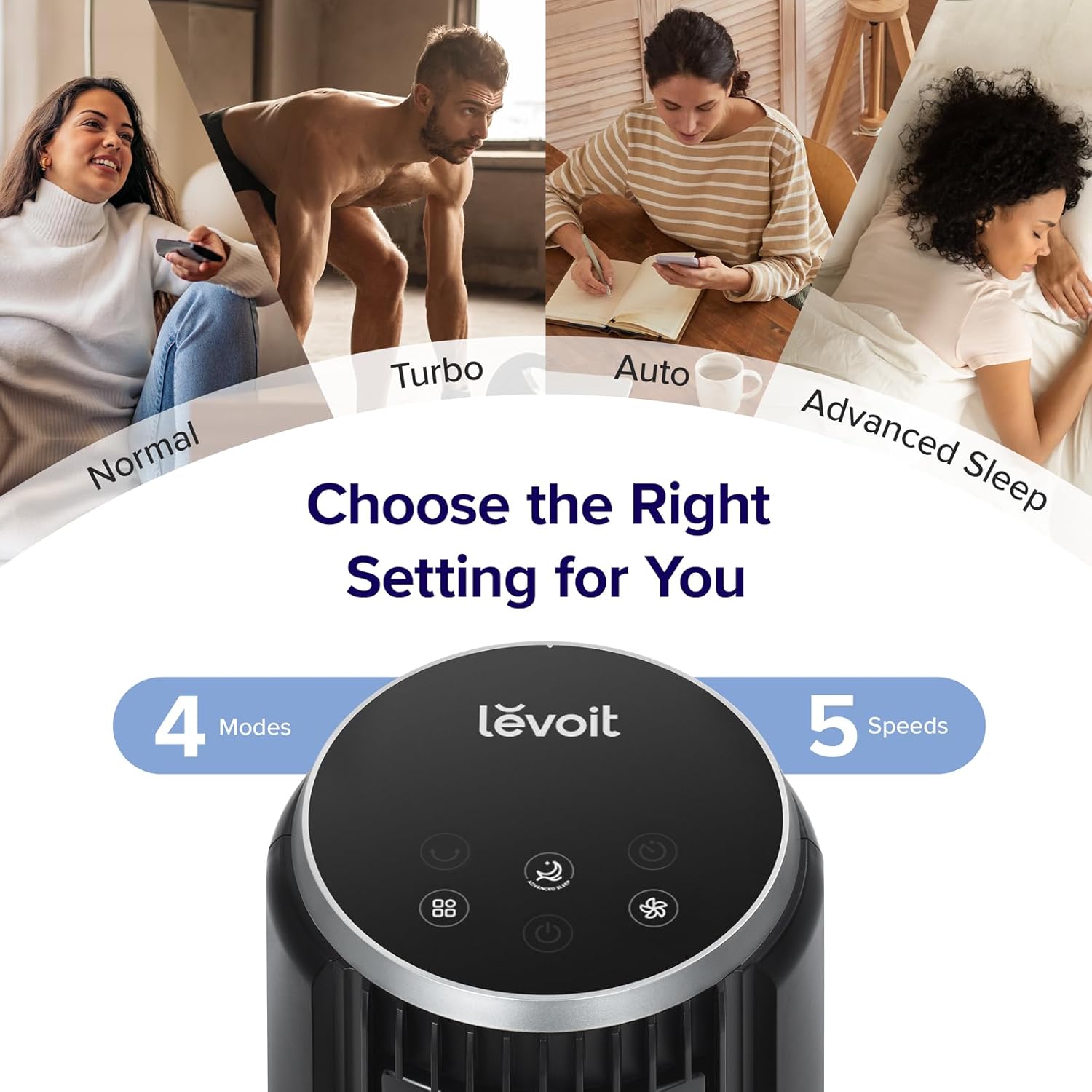 LEVOIT Tower Fan for Bedroom, Standing Fan with 28dB Quiet for Sleep, Remoter, 12H Timer, 25ft/s Velocity, 5 Speeds, 4 Modes, 90° Oscillation for Home, Office, Indoor, Bladeless 36 inch, White wourant