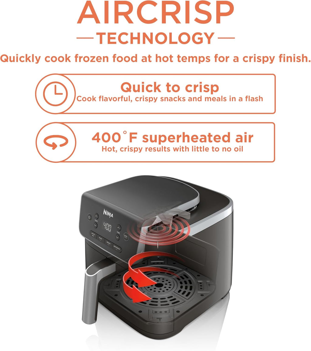 Ninja Air Fryer Pro 4-in-1 with 5 QT Capacity, Air Fry, Roast, Reheat, Dehydrate, Air Crisp Technology with 400F for hot, 120 Volts, Nonstick Basket & Crisper Plate, Grey, AF141 wourant