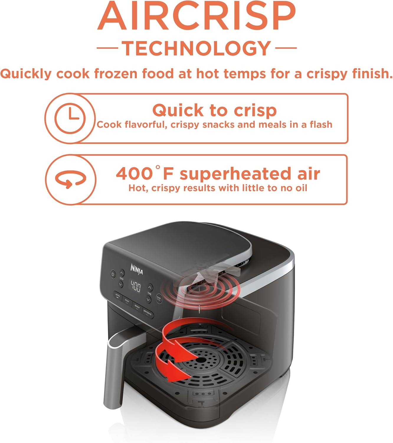 Ninja Air Fryer Pro 4-in-1 with 5 QT Capacity, Air Fry, Roast, Reheat, Dehydrate, Air Crisp Technology with 400F for hot, 120 Volts, Nonstick Basket & Crisper Plate, Grey, AF141 wourant