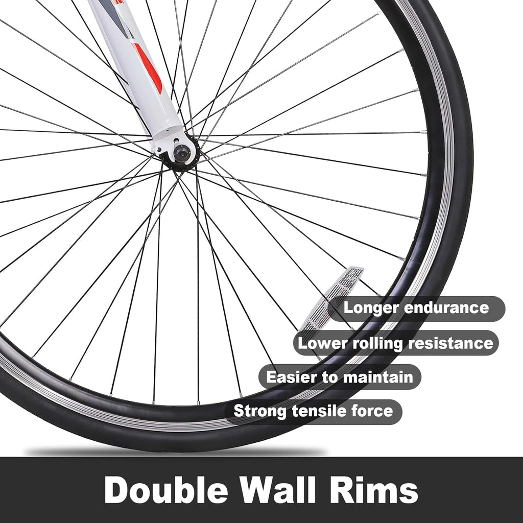 WEIZE Road Bike, 700C Wheel City Commuter Bicycle, Shimano 14 Speed Drop Bar, Racing Adult Bike with Caliper Brakes, High-Carbon Steel Hybrid Bikes wourant