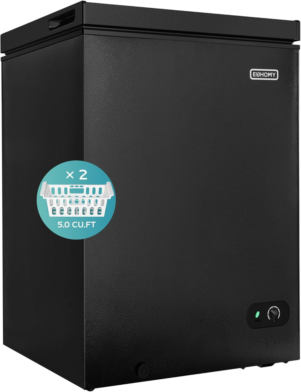 EUHOMY 3.5 Cu.Ft Chest Freezer with Removable Basket, Small Deep Freezer Adjustable 7 Thermostat, Quiet Mini Freezer Free-Standing Top Door, Energy Saving for Apartment/Garage/Basement/Dorm/Home,Black wourant