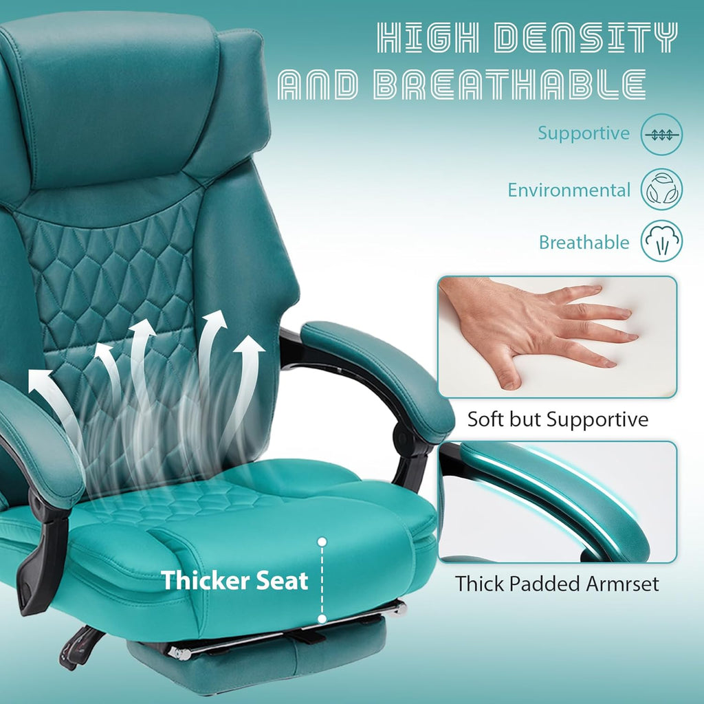 Massage Office Chair with Footrest 6 Point Vibration and Heating Home Executive Office Desk Chair wourant