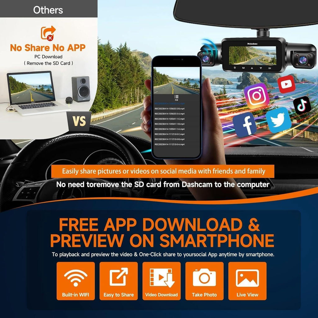 360° Dash Cam 4-Channel FHD 4*1080P Wi-Fi GPS Voice Control Car Camera, Front 2K+1080P*2 Dash Cam, with 64GB SD Card, Night Vision, 24-Hour Parking Mode wourant