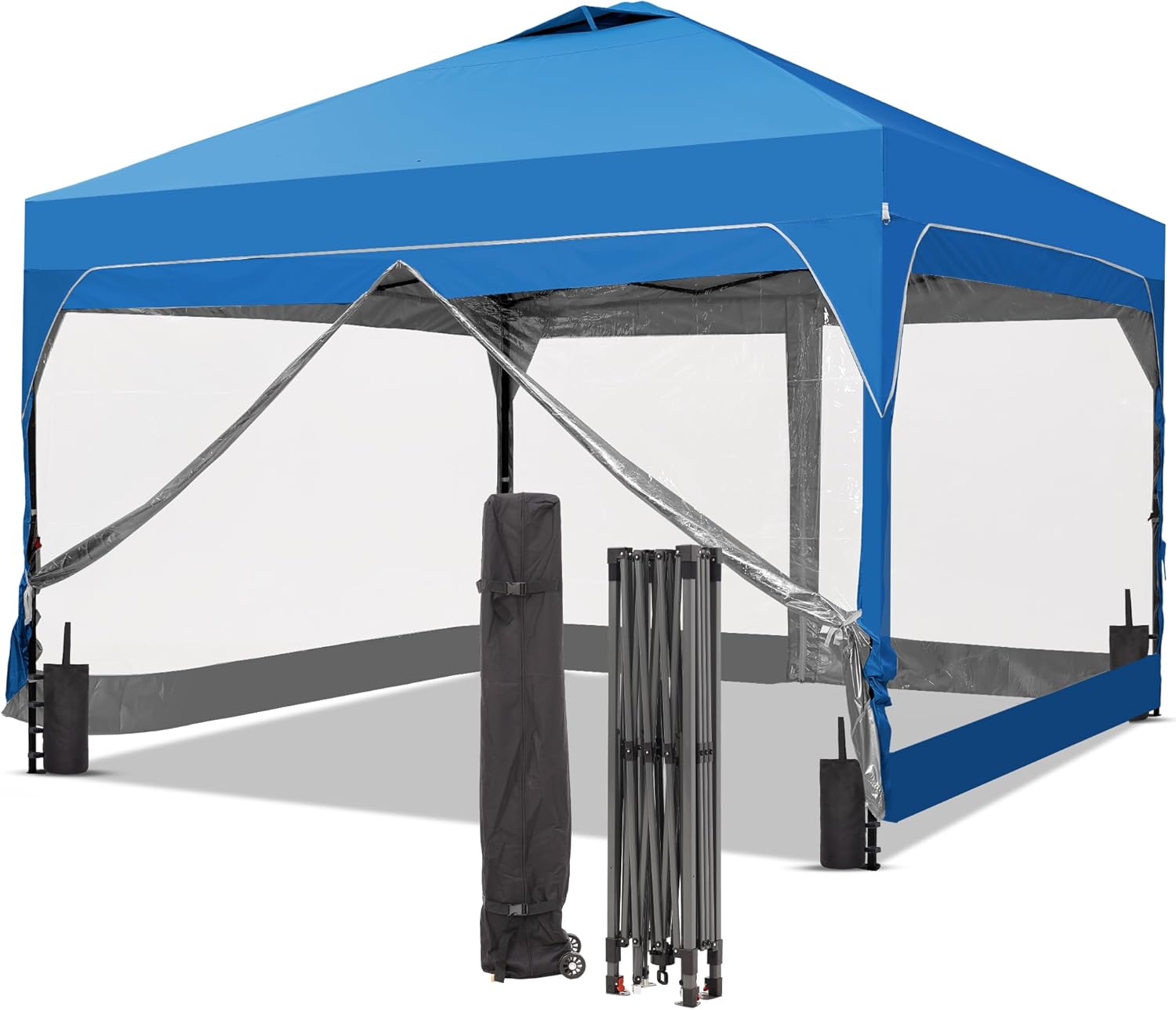 GDY 12x12 Pop Up Canopy Tent with 4 Sidewalls, Easy Set up with One Push Lift Gazebo wourant