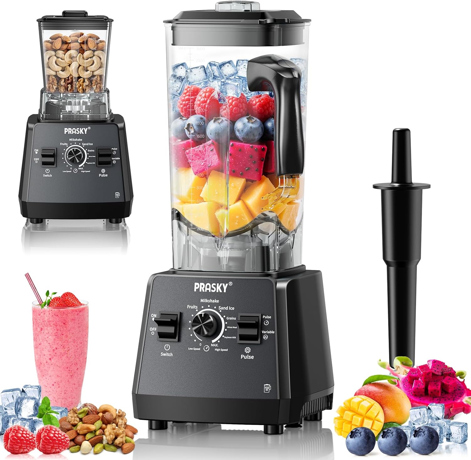 2400W High Speed Countertop Blender, 101oz Large Capacity, BPA-Free, 25000 RPM Blenders for Smoothies, Ice Crushing, Soups, Nut Butters & Baby Food (Gray, 3L) wourant