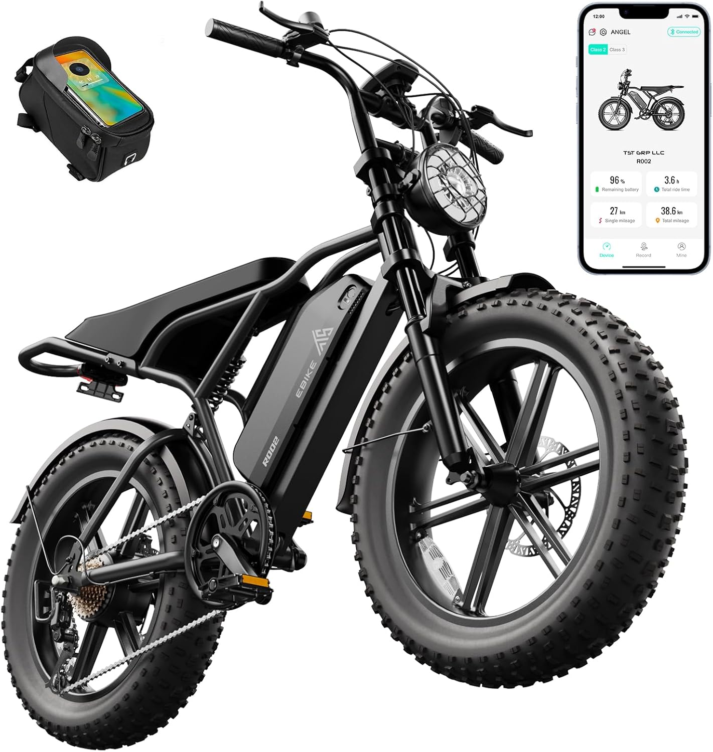 Electric Bike for Adults 1500W Peak 20" Fat Tire All-Terrain E-Bike 60/110 Miles 28 MPH Electric Dirt Bike