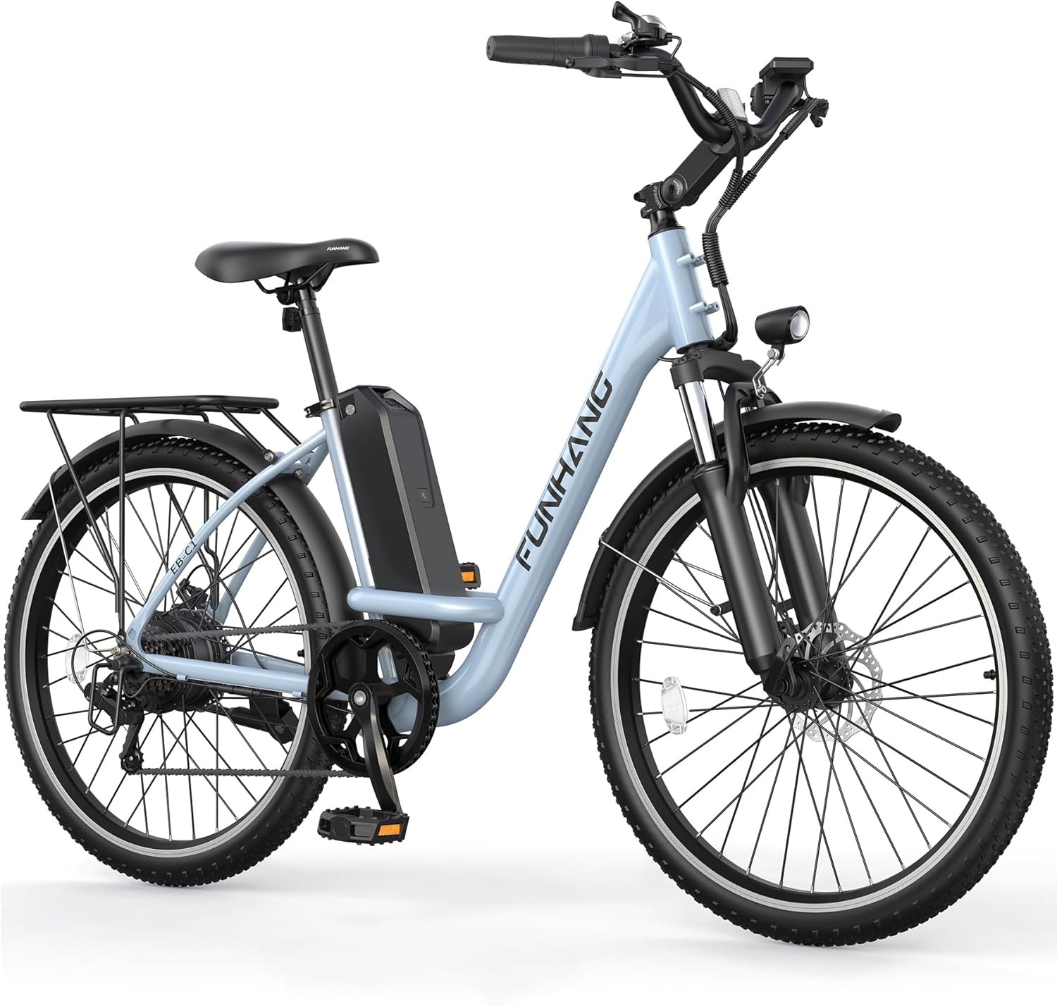 Funhang Electric Bike for Adults, 26" City Cruiser Ebike 21.7MPH 50 Miles Commuter Adult Electric Bicycles