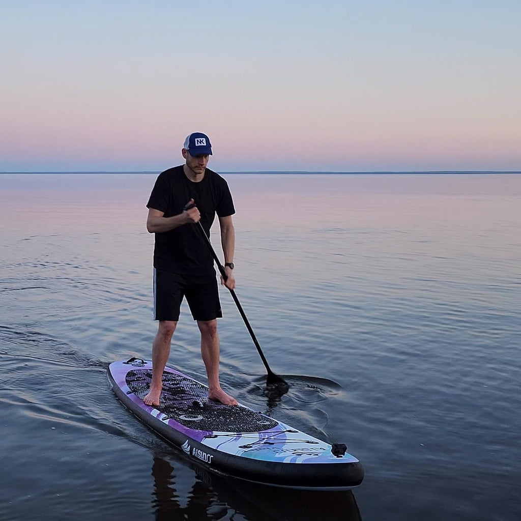 Inflatable wide SUP board with SUP carrying bag, hand pump, 10L waterproof bag and adjustable paddle wourant