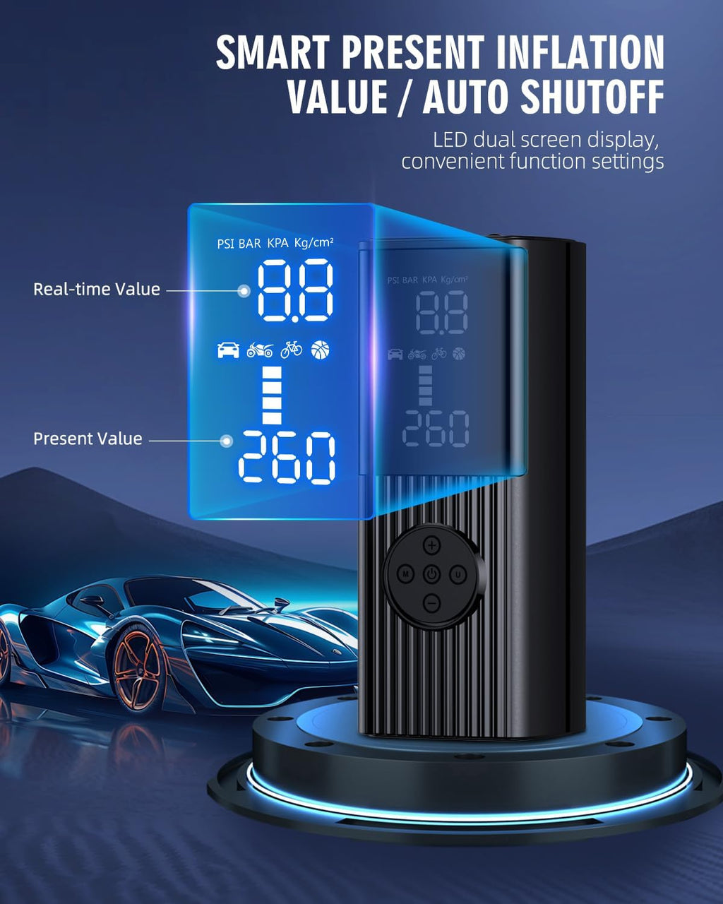 Tire Inflator Portable Air Compressor, 180PSI Portable Air Compressor with with LED Light, 25000mAh & 3X Faster Inflation Air Pump for Car, Bike, Motorcycle, Ball and more wourant